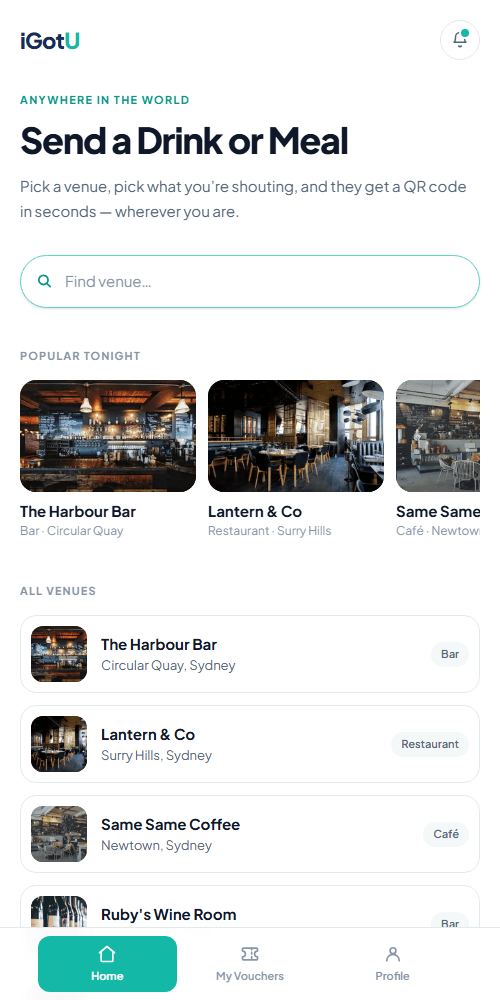 Choosing a venue in the iGotU app