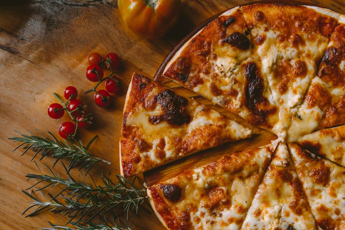 A pizza fresh out of the oven